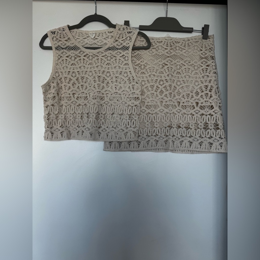 Lace Crop Top and Skirt Set